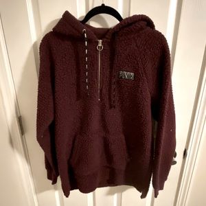 Maroon PINK fuzzy hoodie